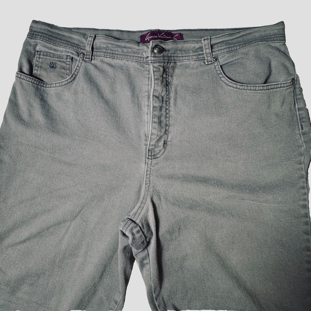 Gloria Vanderbilt Straight Leg Stretchy Sz. 18 Grey Wash Denim Jeans Women Retro